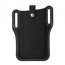 Men EDC Genuine Leather 6.3 Inch Retro Short Cell Phone Case Belt Bag