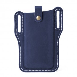 Men EDC Genuine Leather 6.3 Inch Retro Short Cell Phone Case Belt Bag