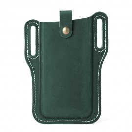 Men EDC Genuine Leather 6.3 Inch Retro Short Cell Phone Case Belt Bag