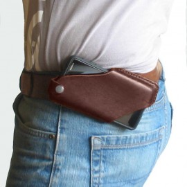 Men EDC Genuine Leather 6.5 Inch Phone Holder Phone Case Waist Belt Bag
