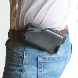 Men EDC Genuine Leather 6.5 Inch Phone Holder Phone Case Waist Belt Bag