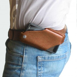 Men EDC Genuine Leather 6.5 Inch Phone Holder Phone Case Waist Belt Bag