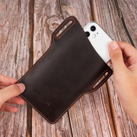 Men EDC Genuine Leather 6.5 Inch Phone Holder Sleeve Case Waist Belt Bag