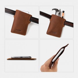 Men EDC Genuine Leather 6.5 Inch Phone Holder Sleeve Case Waist Belt Bag