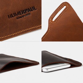 Men EDC Genuine Leather 6.5 Inch Phone Holder Sleeve Case Waist Belt Bag