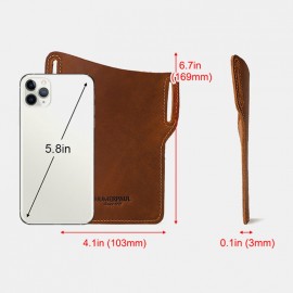 Men EDC Genuine Leather 6.5 Inch Phone Holder Sleeve Case Waist Belt Bag