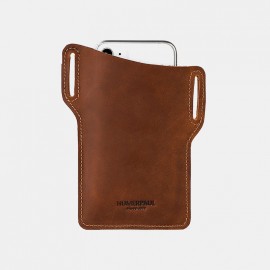 Men EDC Genuine Leather 6.5 Inch Phone Holder Sleeve Case Waist Belt Bag