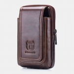 Men EDC Genuine Leather 6.5 Inch Phone Holder Waist Belt Bag