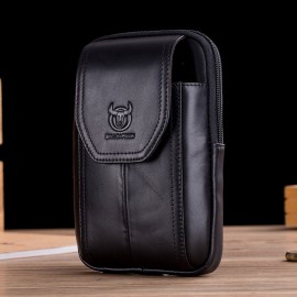 Men EDC Genuine Leather 6.5 Inch Phone Holder Waist Belt Bag