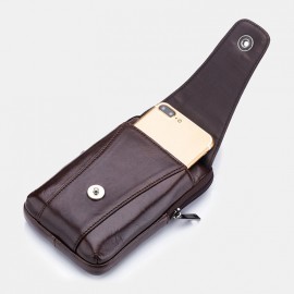 Men EDC Genuine Leather 6.5 Inch Phone Holder Waist Belt Bag