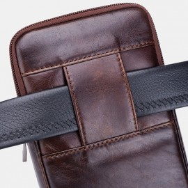 Men EDC Genuine Leather 6.5 Inch Phone Holder Waist Belt Bag