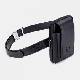 Men EDC Genuine Leather 6.5 Inch Phone Holder Waist Belt Bag