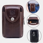 Men EDC Genuine Leather 6.5 Inch Phone Holder Waist Belt Bag