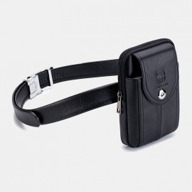 Men EDC Genuine Leather 6.5 Inch Phone Holder Waist Belt Bag
