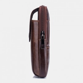 Men EDC Genuine Leather 6.5 Inch Phone Holder Waist Belt Bag