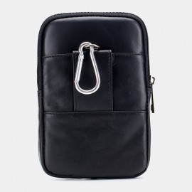 Men EDC Genuine Leather 6.5 Inch Phone Holder Waist Belt Bag
