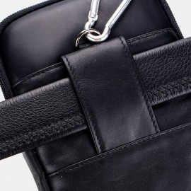 Men EDC Genuine Leather 6.5 Inch Phone Holder Waist Belt Bag