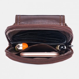 Men EDC Genuine Leather 6.5 Inch Phone Holder Waist Belt Bag