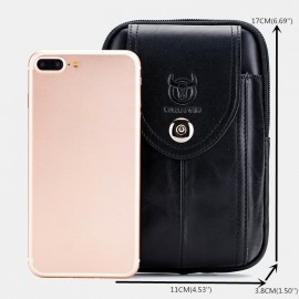 Men EDC Genuine Leather 6.5 Inch Phone Holder Waist Belt Bag