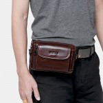 Men EDC Genuine Leather 6.5 Inch Retro Outdoor Waist Belt Bag Crossbody Bag