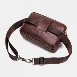 Men EDC Genuine Leather 6.5 Inch Retro Outdoor Waist Belt Bag Crossbody Bag