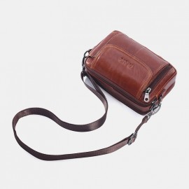 Men EDC Genuine Leather 6.5 Inch Retro Outdoor Waist Belt Bag Crossbody Bag