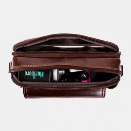 Men EDC Genuine Leather 6.5 Inch Retro Outdoor Waist Belt Bag Crossbody Bag