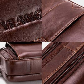 Men EDC Genuine Leather 6.5 Inch Retro Outdoor Waist Belt Bag Crossbody Bag
