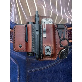 Men EDC Genuine Leather Belt Loop Waist Multitool Belt Sheath