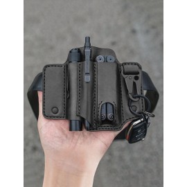 Men EDC Genuine Leather Belt Loop Waist Multitool Belt Sheath