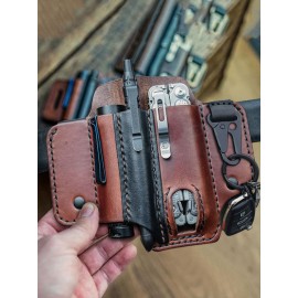 Men EDC Genuine Leather Belt Loop Waist Multitool Belt Sheath