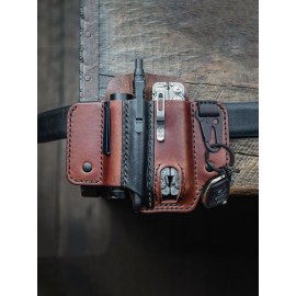 Men EDC Genuine Leather Belt Loop Waist Multitool Belt Sheath