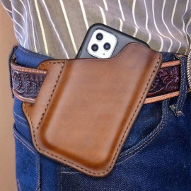 Men EDC Genuine Leather Retro 6.3 Inch Phone Bag