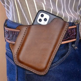 Men EDC Genuine Leather Retro 6.3 Inch Phone Bag