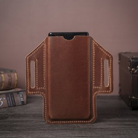 Men EDC Genuine Leather Retro 6.5 Inch Phone Holder Waist Belt Bag
