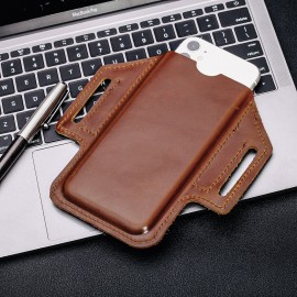 Men EDC Genuine Leather Retro 6.5 Inch Phone Holder Waist Belt Bag