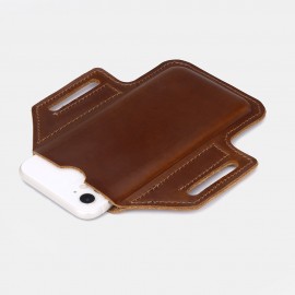 Men EDC Genuine Leather Retro 6.5 Inch Phone Holder Waist Belt Bag