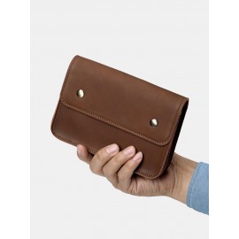 Men EDC Genuine Leather Retro 6.5 Inch Phone Holder Waist Belt Bag
