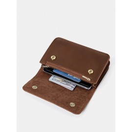 Men EDC Genuine Leather Retro 6.5 Inch Phone Holder Waist Belt Bag