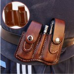 Men EDC Genuine Leather Retro Multitool Solid Waist Belt Bag