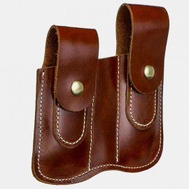Men EDC Genuine Leather Retro Multitool Solid Waist Belt Bag