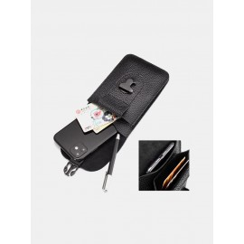 Men EDC Leather 6.5 Inch Phone Bag Waist Belt Bag Wallet