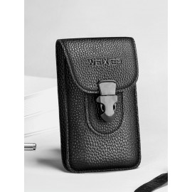 Men EDC Leather 6.5 Inch Phone Bag Waist Belt Bag Wallet