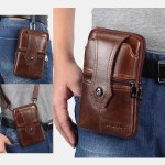 Men EDC Multi-Carry Genuine Leather 6.5 Inch Phone Holder Belt Bag Casual Crossbody Bag