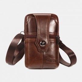 Men EDC Multi-Carry Genuine Leather 6.5 Inch Phone Holder Belt Bag Casual Crossbody Bag