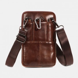Men EDC Multi-Carry Genuine Leather 6.5 Inch Phone Holder Belt Bag Casual Crossbody Bag