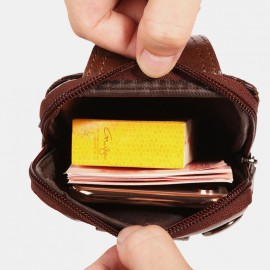 Men EDC Multi-Carry Genuine Leather 6.5 Inch Phone Holder Belt Bag Casual Crossbody Bag