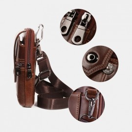 Men EDC Multi-Carry Genuine Leather 6.5 Inch Phone Holder Belt Bag Casual Crossbody Bag