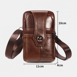 Men EDC Multi-Carry Genuine Leather 6.5 Inch Phone Holder Belt Bag Casual Crossbody Bag