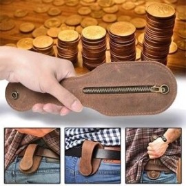Men EDC Vintage Leather Bag Self-Defense Coin Purse Coin Wallet